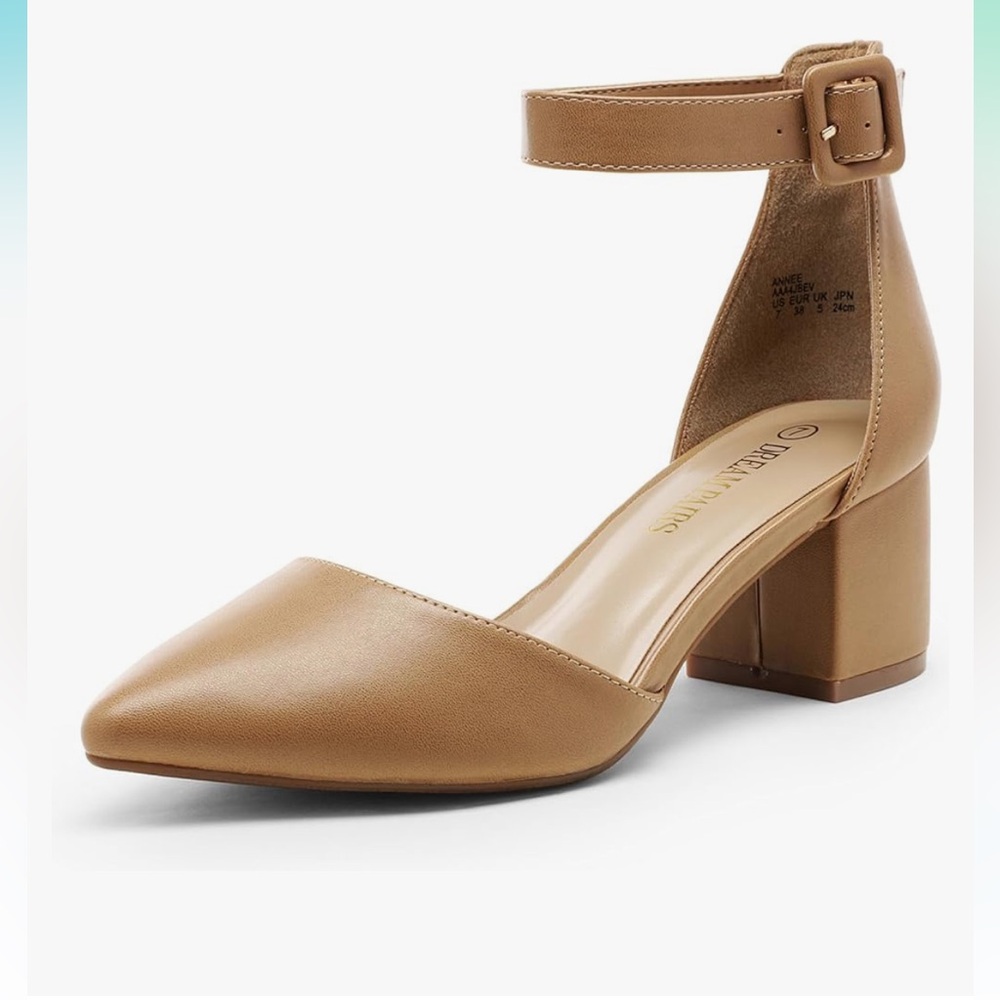 🐪HP! Nude Heel Pumps w/Strap by Dream Pairs. Size 6.5 - Picture 15 of 16